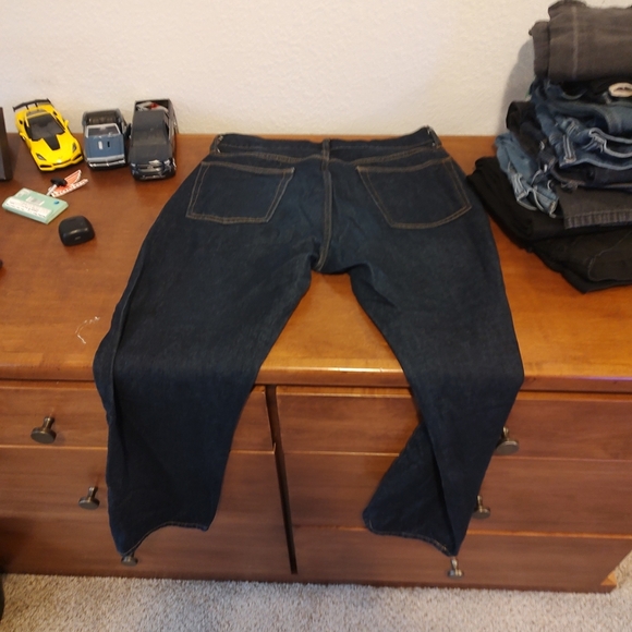 Blue Bootcut Jeans with Dark Wash - Picture 1 of 2